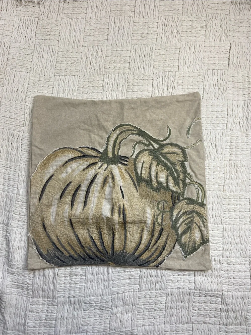 Pottery Barn Pumpkin Patch Crewel Embroidered Pillow Cover
